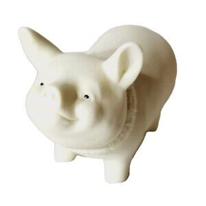 Department 56 Snowbunnies Pig Easter Farm Vtg Figurine 90's White 23773